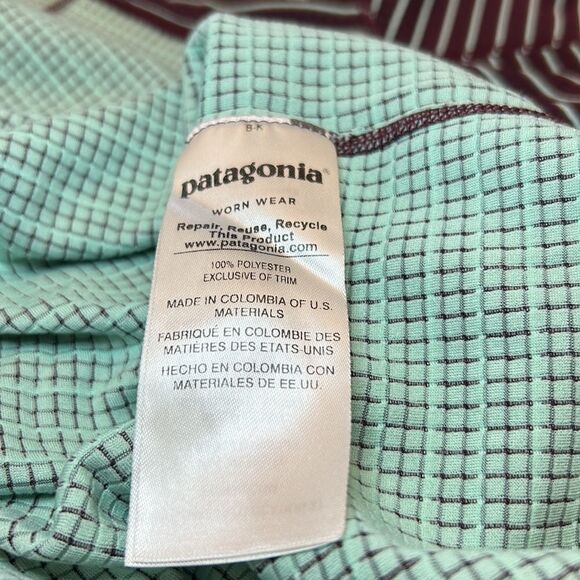 Patagonia burgundy striped long sleeve Polartec Midweight  tee Size XL EUC - Picture 9 of 11